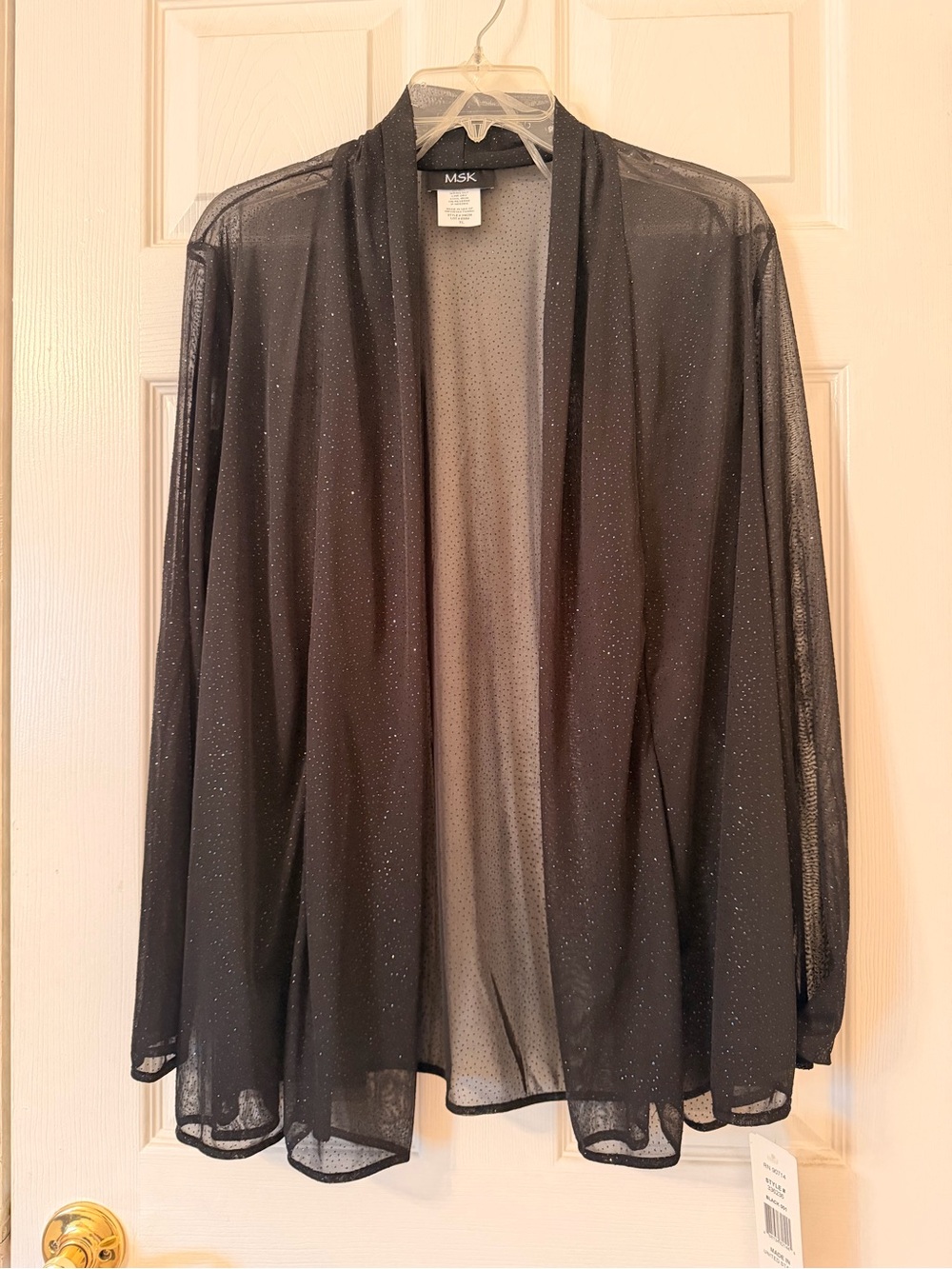 MSK Black Sheer Sparkle Open-Front Jacket (NWT matching pants sold separately)